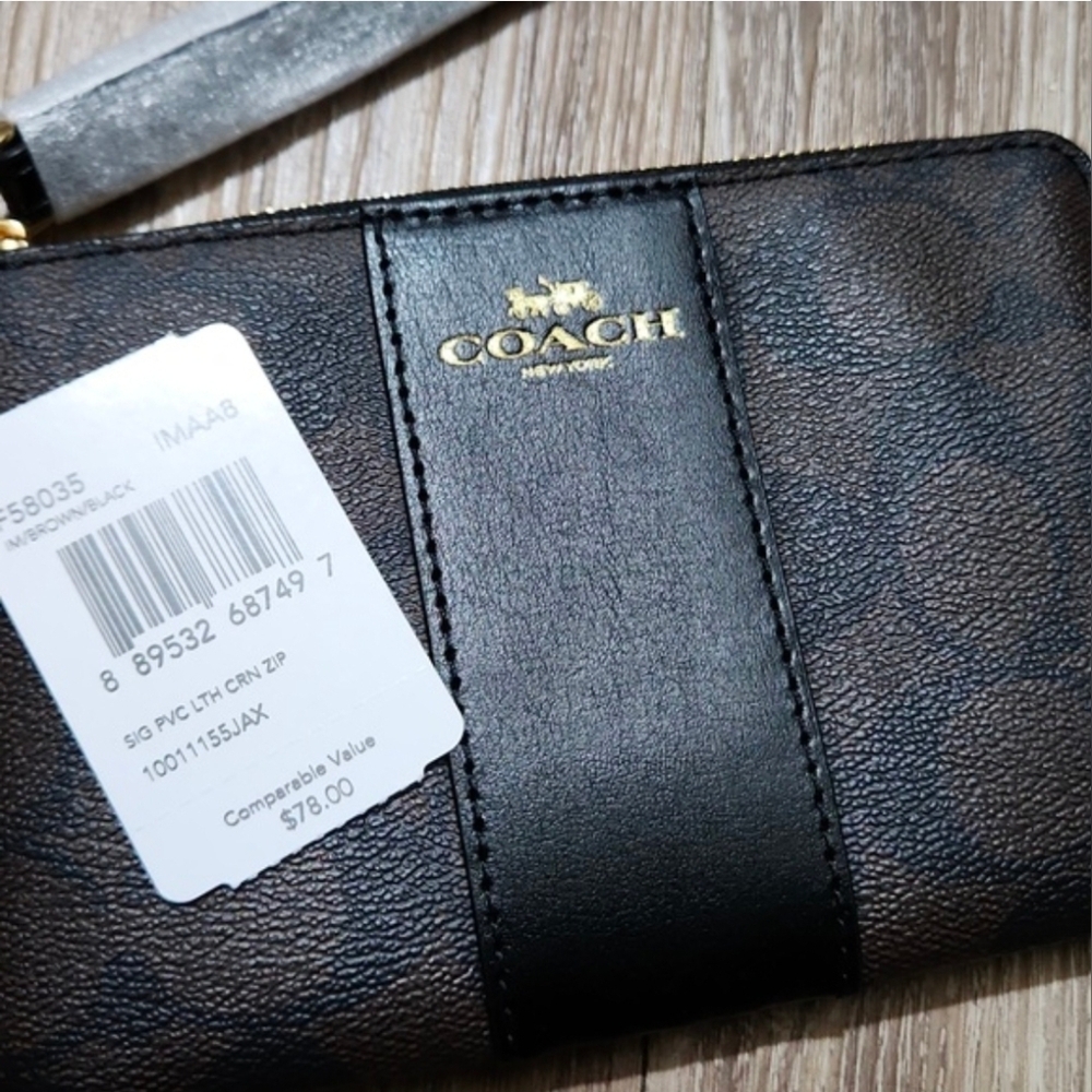 ❤️ COACH Wristlet Corner Zip Coinpurse Wallet Card Holder Lightweight NWT - Picture 2 of 15
